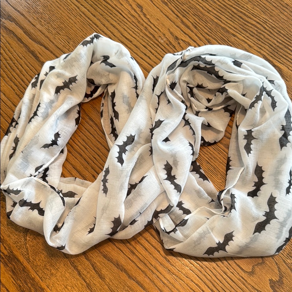 Black and White Bat Print Scarf